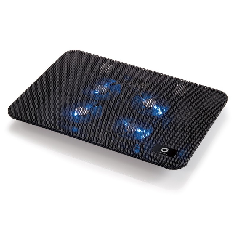 Conceptronic Support de refroidissement de portable à 4 ventilateurs, 39,6 cm 15.6", 4 pièce, 8 cm, Noir, Aluminium, USB