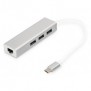 DIGITUS Concentrateur USB 3.0 de Type-C™ avec Gigabit Ethernet, USB 3.2 Gen 1 3.1 Gen 1 Type-C, IEEE 802.3, IEEE 802.3ab, IEEE 802.3u, Gris, Blanc, USB 3.2 Gen 1 3.1 Gen 1 Type-A, Chine, USB