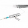 DIGITUS Concentrateur USB 3.0 de Type-C™ avec Gigabit Ethernet, USB 3.2 Gen 1 3.1 Gen 1 Type-C, IEEE 802.3, IEEE 802.3ab, IEEE 802.3u, Gris, Blanc, USB 3.2 Gen 1 3.1 Gen 1 Type-A, Chine, USB