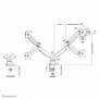 Neomounts NM-D750DWHITE Support d'écran à fixer 10-32" - ressort à gaz, Collier de serrage passe-fil, 9 kg, 25,4 cm 10", 81,3 cm 32", 100 x 100 mm, Blanc