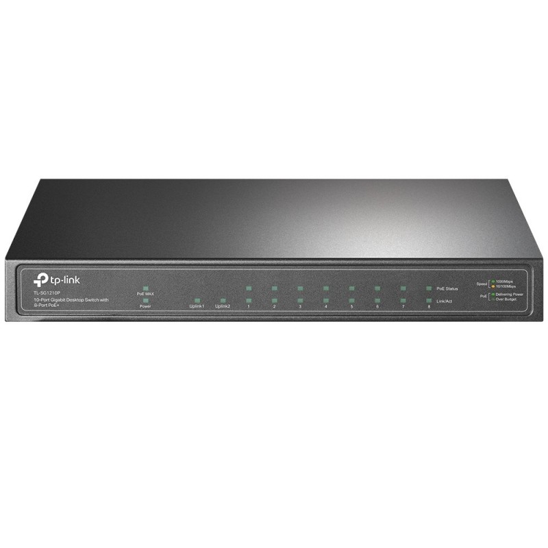 TP-LINK TL-SG1210P, Non-géré, Gigabit Ethernet 101001000, Connexion Ethernet, supportant l'alimentation via ce port , Montage mural