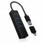 ICY BOX IB-HUB1419-LAN, USB 3.2 Gen 1 3.1 Gen 1 Type-A, 10,100,1000 Mbits, IEEE 802.1Q, IEEE 802.1p, IEEE 802.3, IEEE 802.3az, IEEE 802.3u, IEEE 802.3x, Noir, RJ-45, USB 3.2 Gen 1 3.1 Gen 1 Type-A, Aluminium