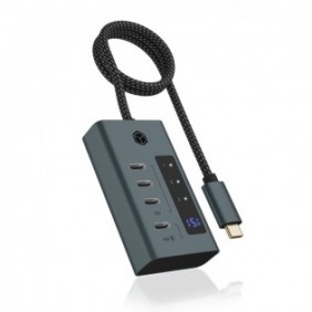 ICY BOX IB-HUB1454-C31, USB 3.2 Gen 1 3.1 Gen 1 Type-C, USB 3.2 Gen 2 3.1 Gen 2 Type-C, USB Type-C, 10000 Mbits, Bleu, Gris, Aluminium, 20 W