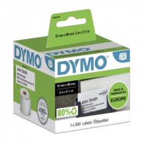 Dymo LW petites étiquettes carte de visite autocollantes authentiques | 51 mm x 89 mm | rouleau de 300 étiquettes faciles à décoller | pour les étiqueteuses LabelWriter 450 et 4XL, Blanc, Imprimante d'étiquette non-adhésive, Papier, Rectangle