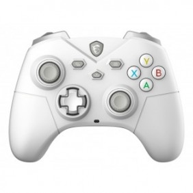 MSI FORCE GC300 WIRELESS WHITE, Manette de jeu, PC, Touche Retour, Croix directionnelle, Touche Macro, Bouton d'allumage, Bouton Démarrer, Touche Turbo, Analogique, Avec fil &sans fil, USB 2.0