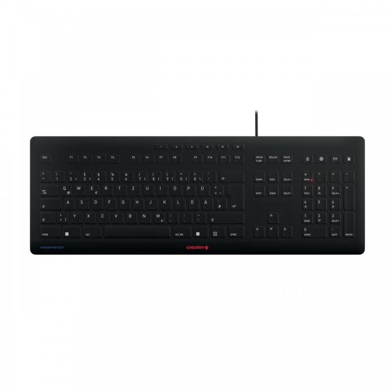 Cherry Contour Design Stream, Avec fil, USB, QWERTZ, Noir
