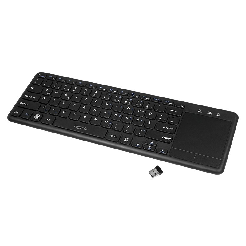 LogiLink ID0188, Mini, Sans fil, RF sans fil, QWERTZ, Noir