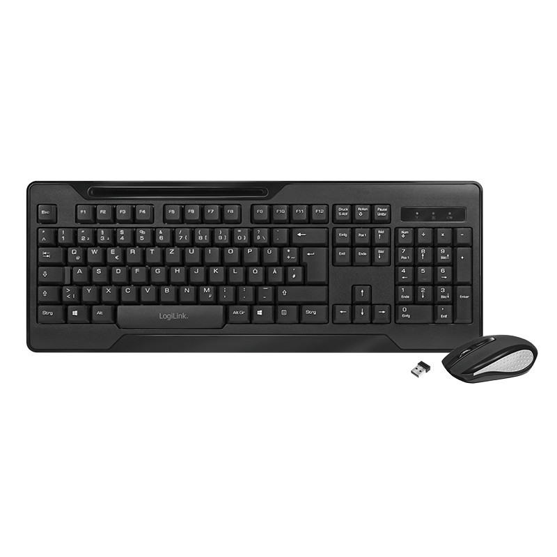 LogiLink ID0194, Taille réelle 100 %, Sans fil, RF sans fil, Noir, Souris incluse