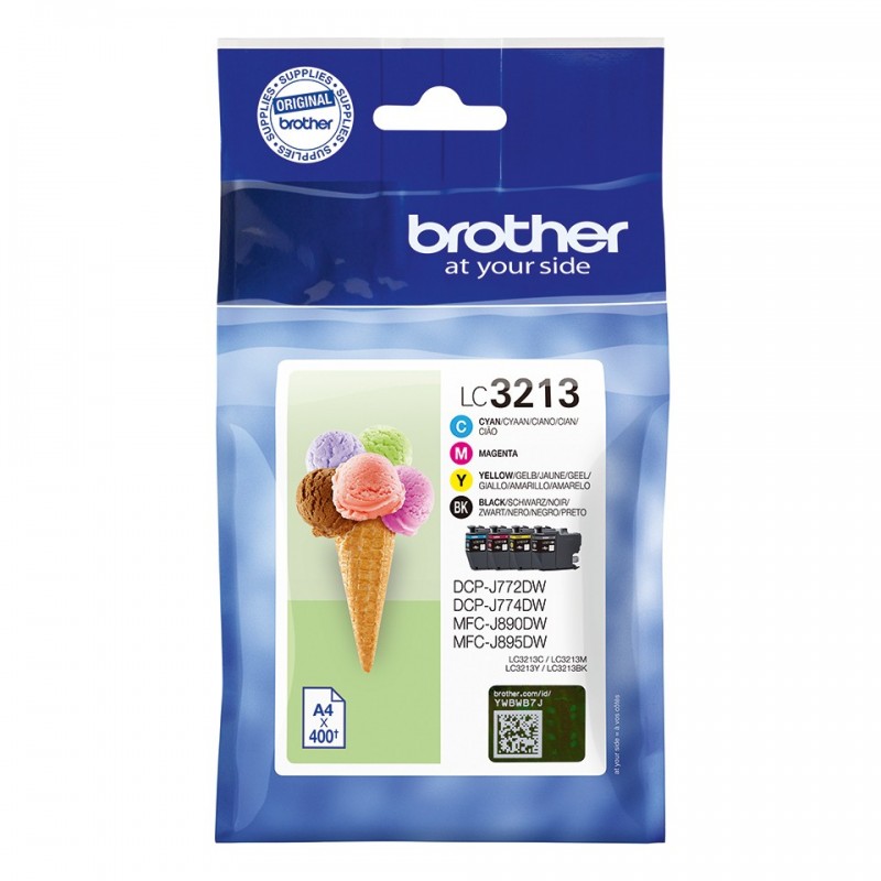 Brother LC3213VAL - Cartouches d'encre originales - noir, cyan, magenta, jaune, Rendement élevé , Noir, Cyan, Magenta, Jaune, 4 pièce, 400 pages, 400 pages, Multi pack