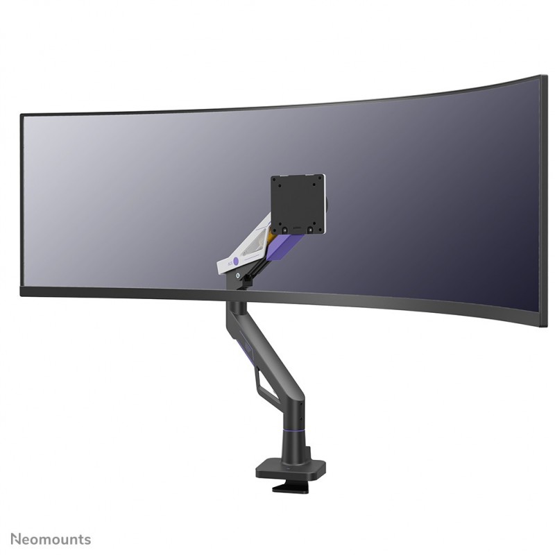 Neomounts DS70-256BL1 Support de écran à fixer gaming 24-57" - ressort à gaz - Topfix - arrêt à 180, Collier de serrage passe-fil, 30 kg, 61 cm 24", 144,8 cm 57", 200 x 200 mm, Noir