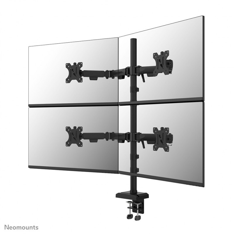 Neomounts DS60-600BL2-2 Bras de moniteur quadruple 10-32", Collier de serrage passe-fil, 8 kg, 25,4 cm 10", 81,3 cm 32", 100 x 100 mm, Noir