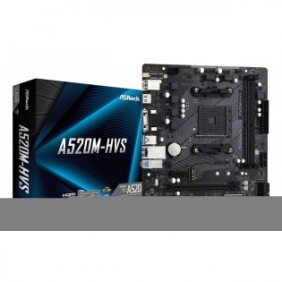 ASRock A520M-HVS, AMD, Emplacement AM4, AMD Ryzen 3000 Series, DDR4-SDRAM, 64 Go, DIMM