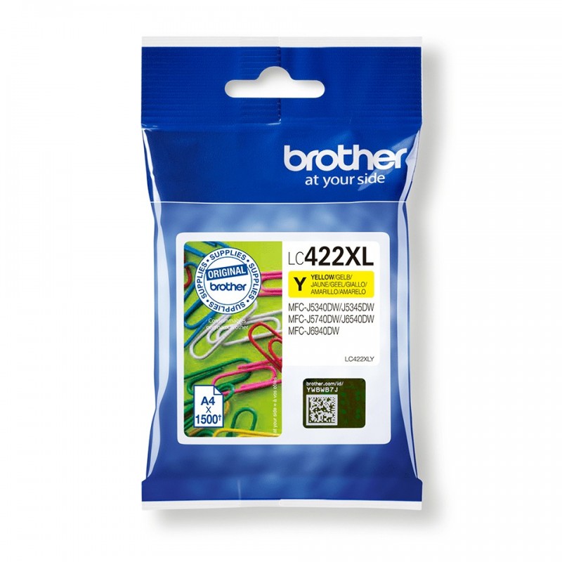 Brother LC-422XLY, Jaune, 1 pièce, 1500 pages, Paquet unique