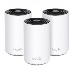 TP-LINK Deco XE75 Pro 3-pack, Blanc, Interne, Système maillé, 670 m², FCC: 30 dBm 2.4 GHz, 30 dBm 5 GHz, 30 dBm 6 GHz, CE: 20 dBm 2.4 GHz, 23 dBm 5 GHz,..., Tri-bande 2,4 GHz 5 GHz 6 GHz