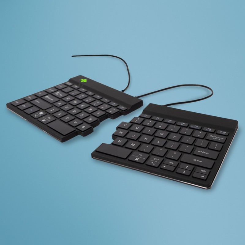 R-Go Tools Clavier ergonomique R-Go Split Break v2 avec logiciel de pause, clavier ergonomique divisé, QWERTY , Filaire, noir, Mini, Avec fil, USB, Commutateur de touche « ciseaux », QWERTY, Noir