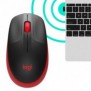 Logitech M190, Ambidextre, Optique, RF sans fil, 1000 DPI, Rouge