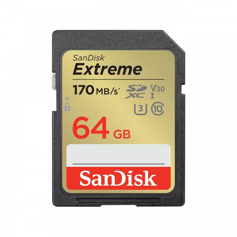 SanDisk Extreme, 64 Go, SDXC, Classe 10, UHS-I, 170 Mos, 80 Mos