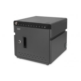 DIGITUS Armoire de chargement mobile pour ordinateurs portables tablettes jusqu'à 14 pouces, UV-C, USB-C™, Étui de gestion du dispositif portable, Noir, Table, 29,4 cm, Acier, Ordinateur portable, Tablette