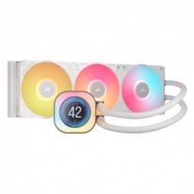 Corsair iCUE LINK TITAN 360 RX LCD, Refroidisseur de liquide tout-en-un, 12 cm, 300 trmin, 2100 trmin, Blanc