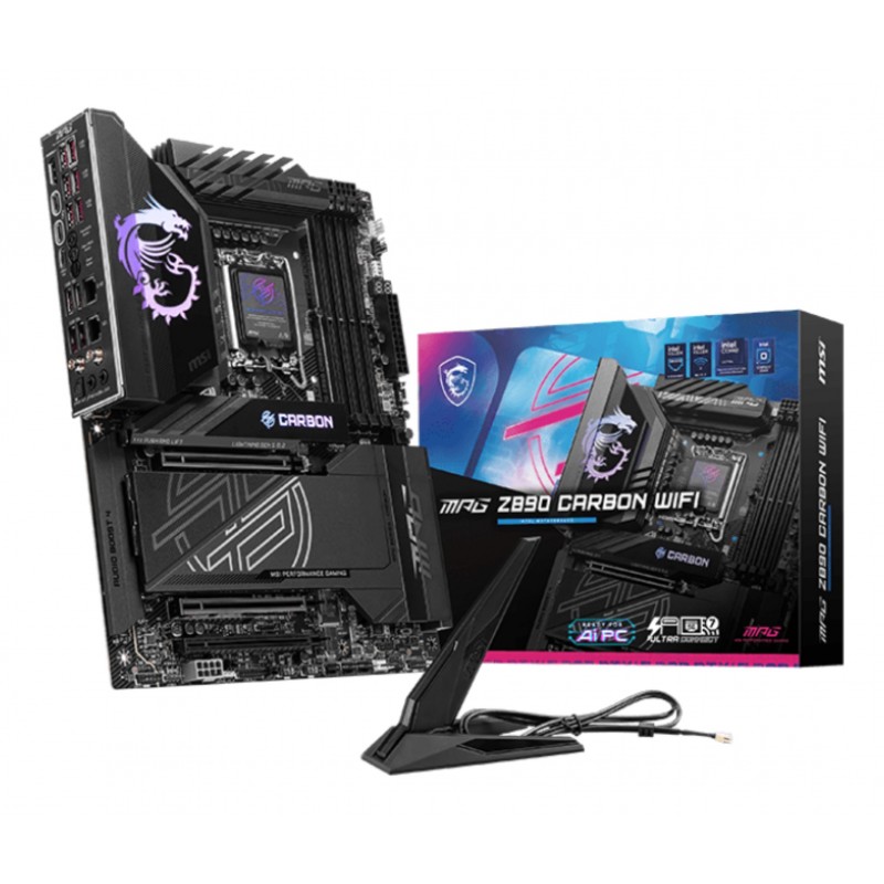 MSI MPG Z890 CARBON WIFI, Intel, LGA 1851 Socket V1, Intel Core Ultra Series 2, LGA 1851, 256 Go, DDR5-SDRAM