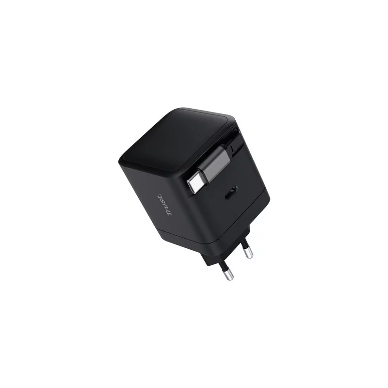 Trust Maxo Chargeur PD USB-C rétractable de 65 W, Intérieure, Secteur, 20 V, 0,67 m, Noir