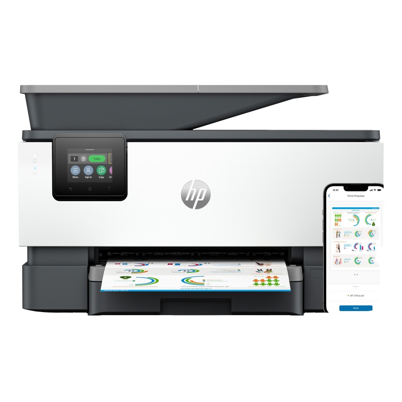 HP OfficeJet Pro 9120b Sans fil All-in-One Couleur Imprimante, Impression recto-verso copieur, scanner, A jet d'encre thermique, Impression couleur, 4800 x 1200 DPI, A4, Impression directe, Gris