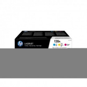 HP 128A pack de 3 toners LaserJet cyanmagentajaune authentiques, 1300 pages, Cyan, Magenta, Jaune, 3 pièce