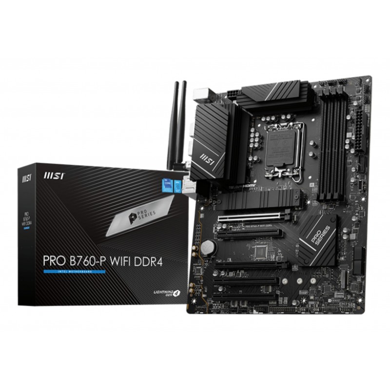 MSI PRO B760-P WIFI DDR4, Intel, LGA 1700, Intel® Celeron®, Intel® Pentium® Gold, LGA 1700, DDR4-SDRAM, 128 Go