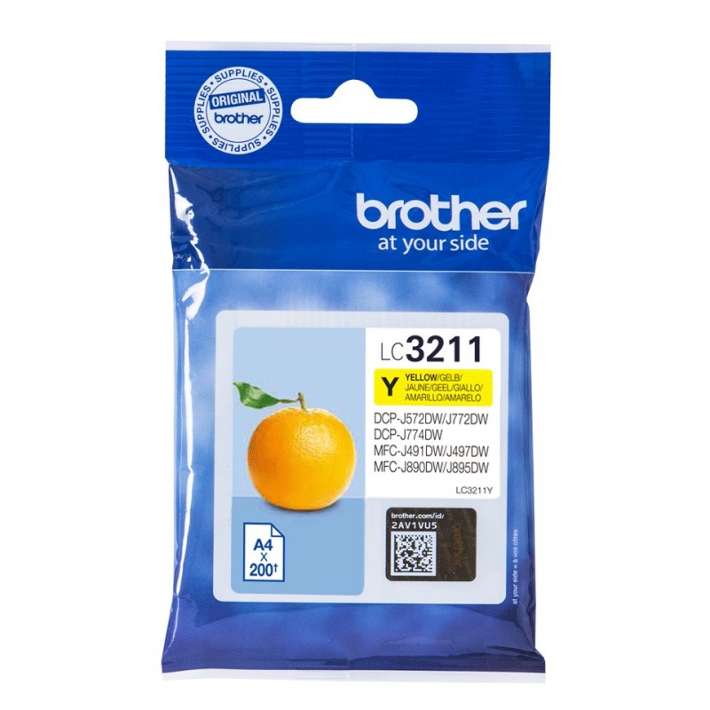 Brother LC3211Y - Cartouche d'encre originale - Jaune, Rendement standard, Jaune, Encre à pigments, 1 pièce, 200 pages, Paquet unique
