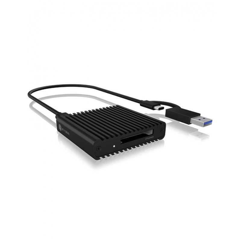 ICY BOX IB-CR404-C31, CFast 2.0, Noir, 10000 Mbits, Aluminium, Énergie, 64 mm