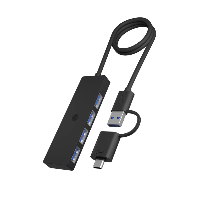 ICY BOX IB-HUB1424-C3, USB 3.2 Gen 1 3.1 Gen 1 Type-A + Type-C, USB 3.2 Gen 1 3.1 Gen 1 Type-A, 5000 Mbits, Noir, Plastique, 0,6 m