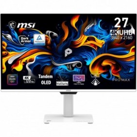 MSI Pro MAX 271UPXW12G, 67,3 cm 26.5", 3840 x 2160 pixels, Full HD Ultra large, QD-OLED, 0,03 ms, Blanc