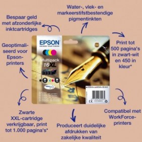 Epson Pen and crossword Multipack 4-colours 16 DURABrite Ultra Ink, Rendement standard, Noir, Cyan, Magenta, Jaune, Encre à pigments, Encre à pigments, 5,4 ml, 3,1 ml