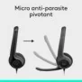 Logitech H390, Avec fil, BureauCentre d'appels, 20 - 20000 Hz, 197 g, Casque, Noir