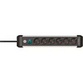 Brennenstuhl 1391030600, 3 m, Intérieure, Courbe, IP20, Noir, Argent, 6 sortie CA