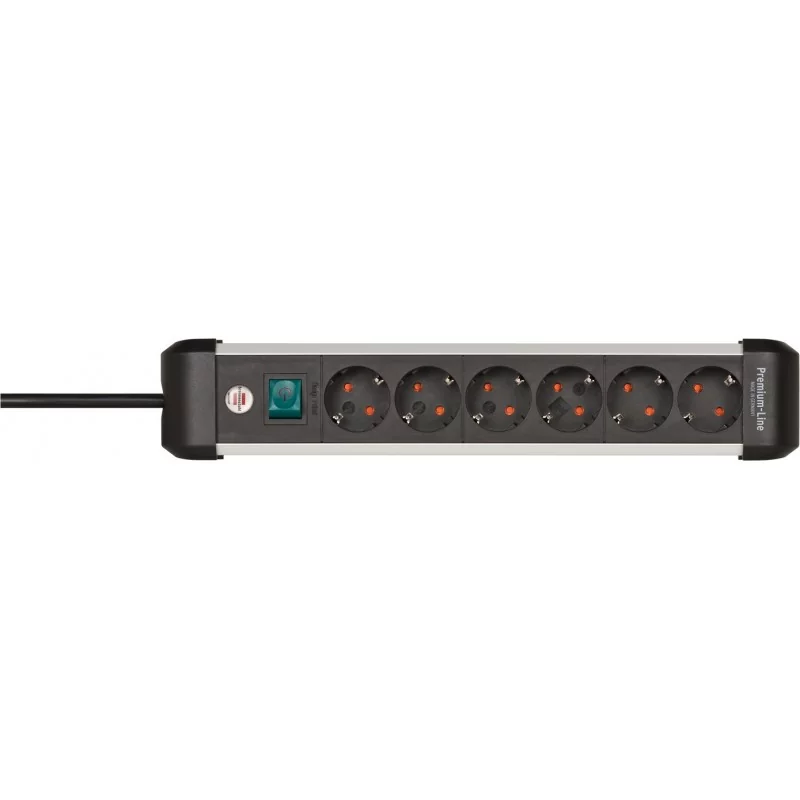Brennenstuhl 1391030600, 3 m, Intérieure, Courbe, IP20, Noir, Argent, 6 sortie CA