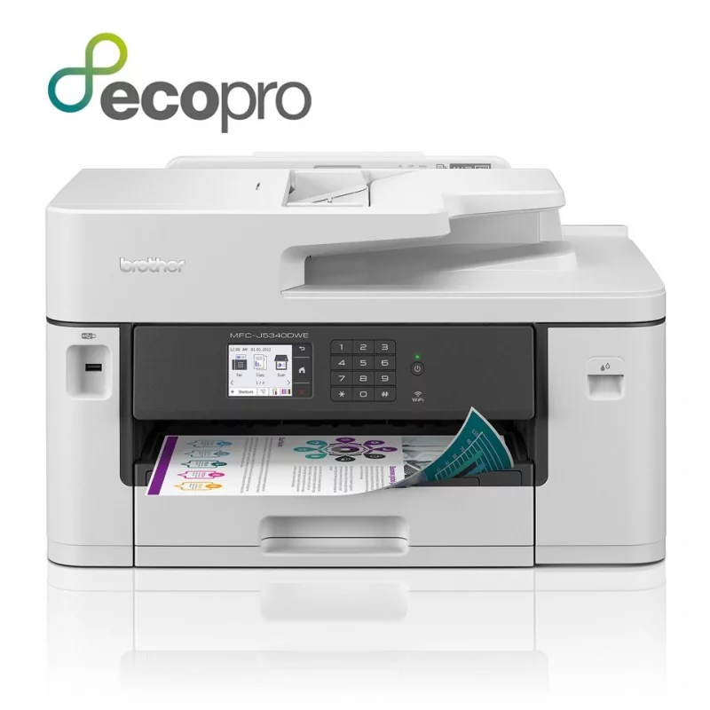 Brother MFC-J5340DWE, Jet d'encre, Impression couleur, 4800 x 1200 DPI, A3, Impression directe, Noir, Blanc