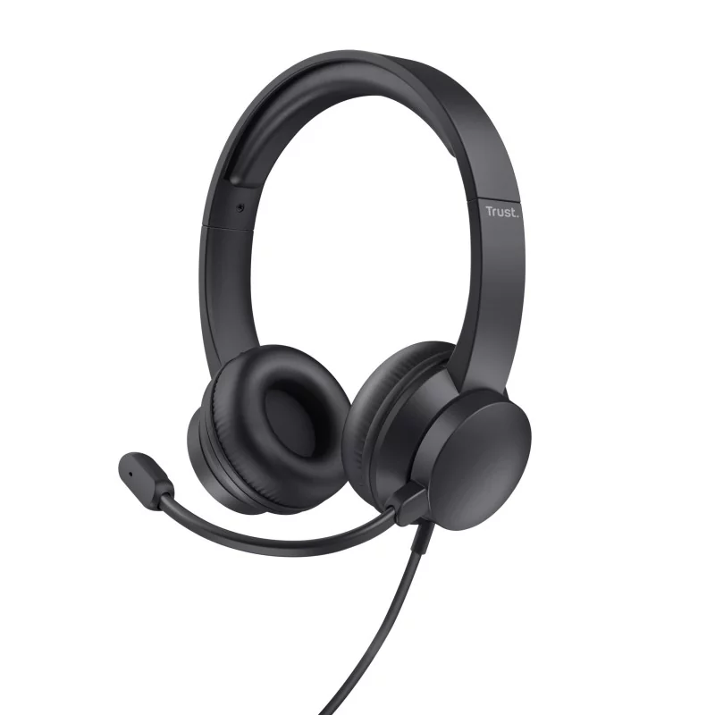 Trust HS-201, Avec fil, BureauCentre d'appels, 147 g, Casque, Noir