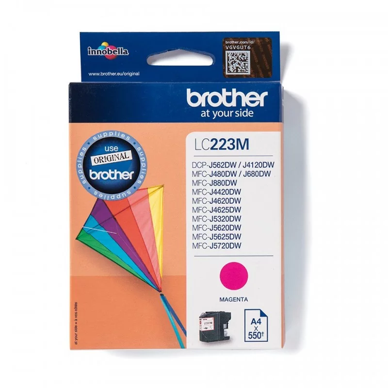 Brother LC223M - Cartouche d'encre originale – Magenta, Magenta, Encre à pigments, 1 pièce, 550 pages, Paquet unique