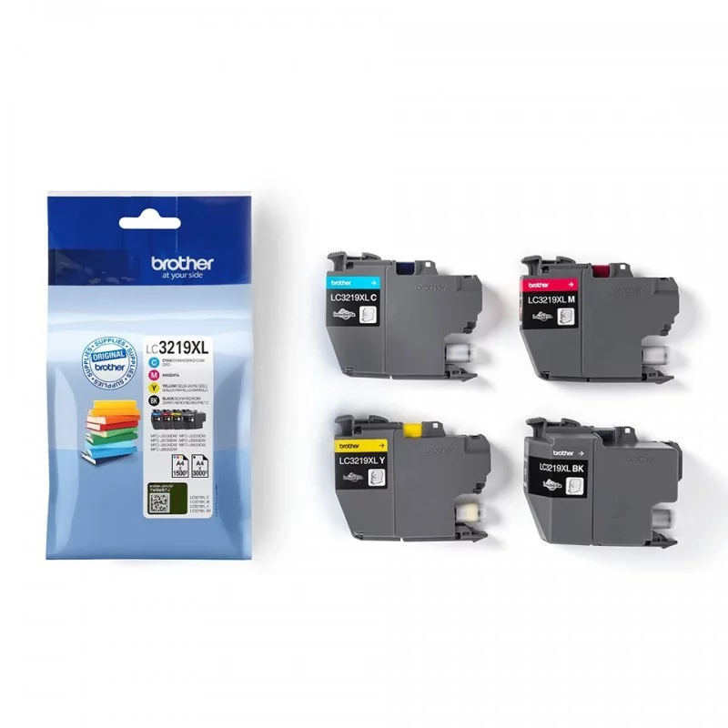 Brother Pack de cartouches d'encre LC3219XLVALBP originales, Noir, Cyan, Magenta, Jaune, 4 pièce, 3000 pages, 1500 pages, Multi pack