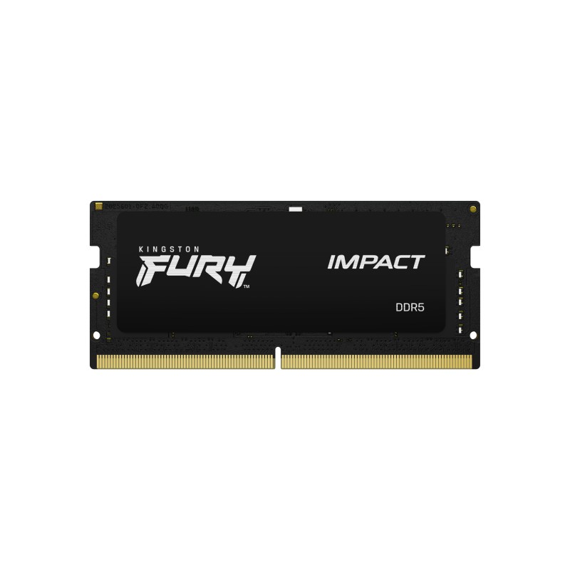 Kingston FURY 16GB 6400MTs DDR5 CL38 SODIMM Impact XMP, 16 Go, 1 x 16 Go, DDR5, 262-pin SO-DIMM, Noir