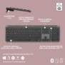 Logitech Signature Slim Combo MK950, Sans fil, RF sans fil + Bluetooth, Commutateur de touche « ciseaux », QWERTZ, Graphite, Souris incluse