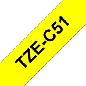 Brother TZE-C51, Noir sur fond jaune fluorescent, TZe, Gris, Transfert thermique, Chine, 5 année
