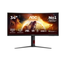 AOC G4 CU34G4Z, 86,4 cm 34", 3440 x 1440 pixels, Wide Quad HD, LED, 1 ms, Noir, Rouge