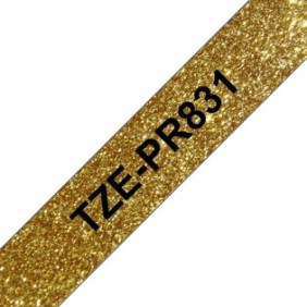 Brother TZe-PR831 ruban d'étiquette noir sur or premium - 12mm, Noir sur or, TZe, Noir, Transfert thermique, Chine, 5 année