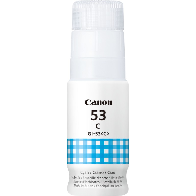 Canon Bouteille d'encre cyan GI-53C, Original, Cyan, Canon, PIXMA G650 PIXMA G550, 60 ml, Jet d'encre