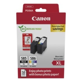 Canon PG-585XLCL-586 PVP, Rendement élevé , Noir, Cyan, Magenta, Jaune, 2 pièce, Pack de valeur de photo