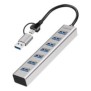 LogiLink UA0441, USB 3.2 Gen 1 3.1 Gen 1 Type-A + Type-C, USB 3.2 Gen 1 3.1 Gen 1 Type-A, 5000 Mbits, Gris, Aluminium, 0,15 m
