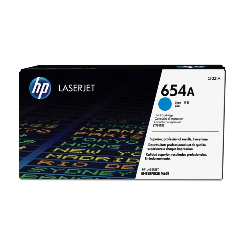 HP 654A toner cyan authentique LaserJet, 15000 pages, Cyan, 1 pièce