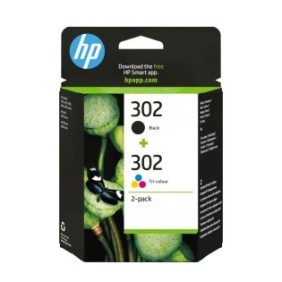 HP Pack de 2 cartouches d'encre noire3 couleurs authentiques 302, Standard, Noir, Cyan, Magenta, Jaune, Encre à pigments, Encre à colorant, 3,5 ml, 4 ml